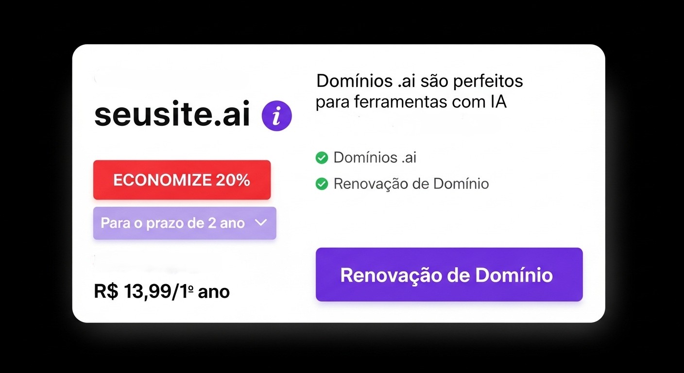 Tela de renovação de domínio, uma das etapas após registrar domínio e continuar com o mesmo plano